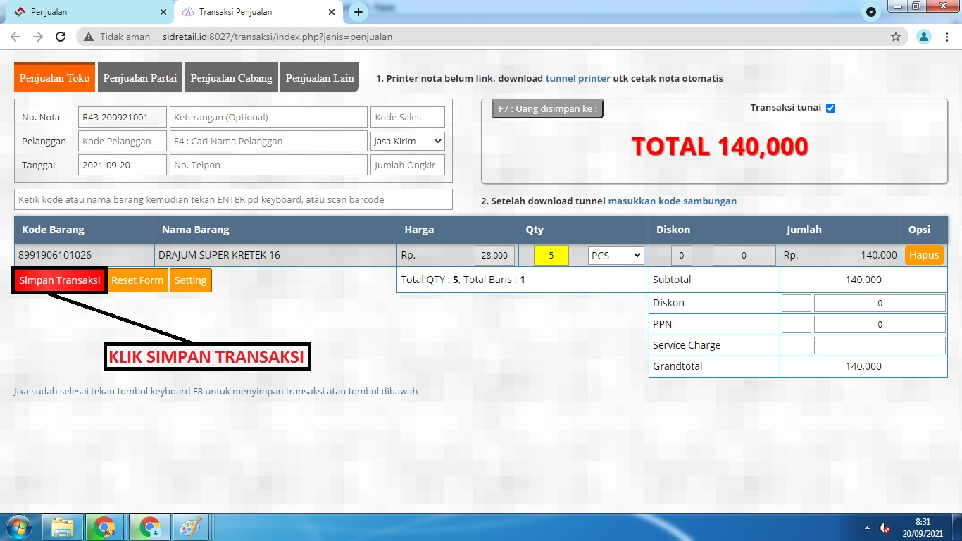 Melakukan Transaksi Penjualan Barang Riset 7283